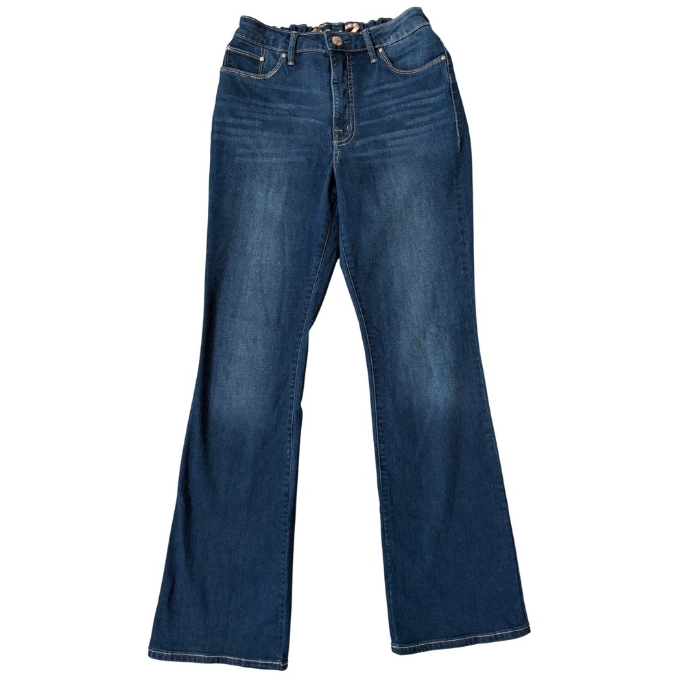 Seven7 Slim Flare Bootcut Jeans Dark Wash High Rise Elastic Back Denim Size 10